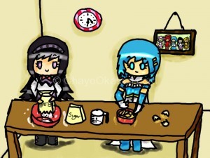 Homura and Sayaka from Madoka Magica