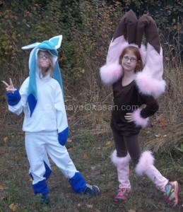 Shiny Glaceon and Shiny Lopunny Pokemon Costumes