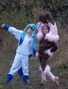 Shiny Glaceon and Shiny Lopunny Pokemon Costumes