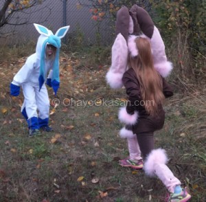 Shiny Glaceon and Shiny Lopunny Pokemon Costumes