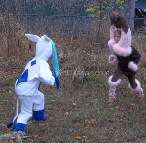 Shiny Glaceon and Shiny Lopunny Pokemon Costumes