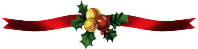 Red Ribbon Bells and Holly Christmas Divider